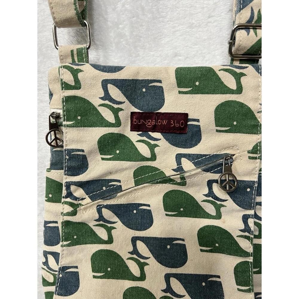 Bungalow 360 Small Natural Whale Peace Cotton Canvas Crossbody Messenger Bag